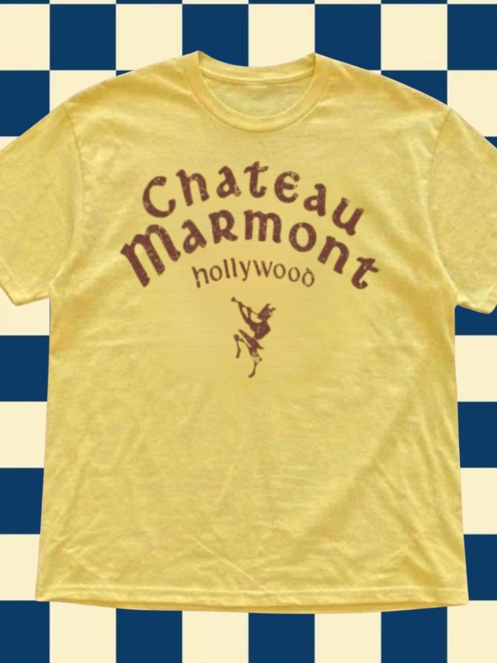 Gildan Chateau Marmont Yellow Tee with Maroon Print